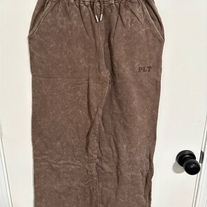 PLT Brown Washed Oversized Sweatpants